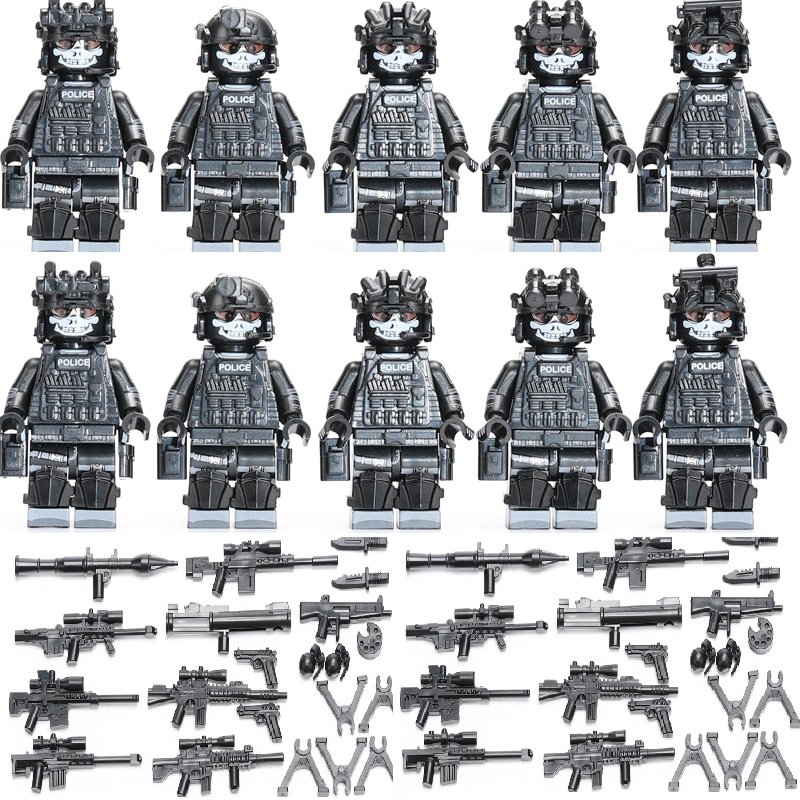 12pcs Seal Special Team Ghost Soldiers Weapons Compatible Lego