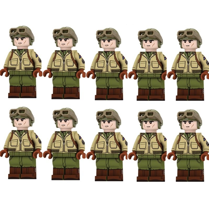 10pcs WW2 American Parachute Trooper Soldiers Minifigures