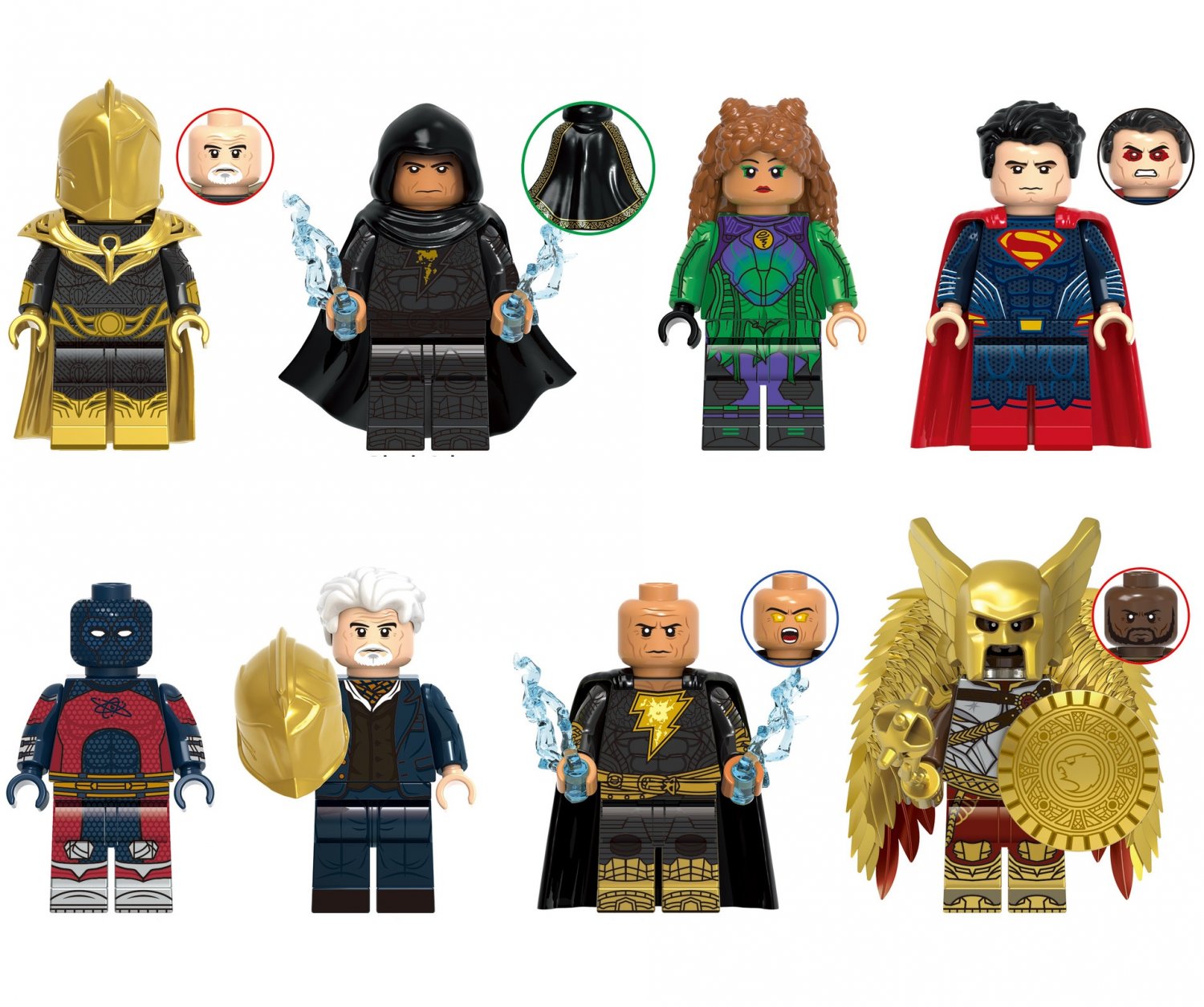 8pcs Doctor Fate Black Adam Cyclone Superman Atom Smasher Kent Nelson Hawkman Minifigures