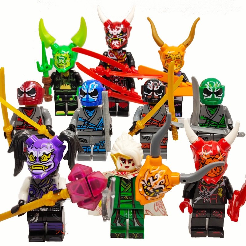10pcs Ninjago Oni Vengeance Mask Pricess Harumi Violet Minifigures Lego Compatible