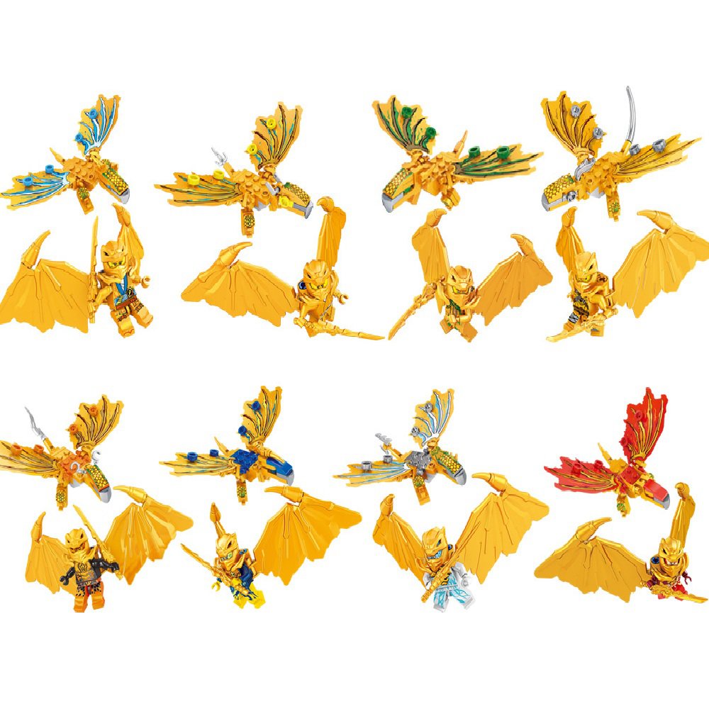 16pcs Ninjago Golden Dragon Flyling Cole Nya Cole Zane Jay Kai Iloyd ...