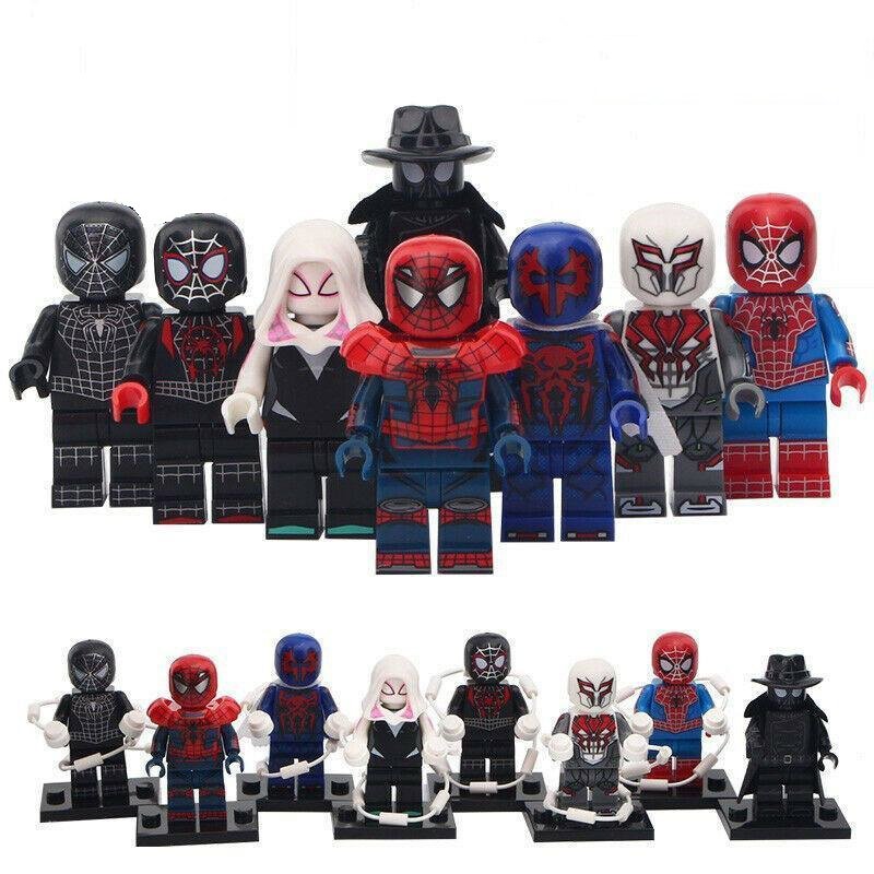8pcs Spiderman into the Spider Verse Miles Morales Noir Gwen Minifigures