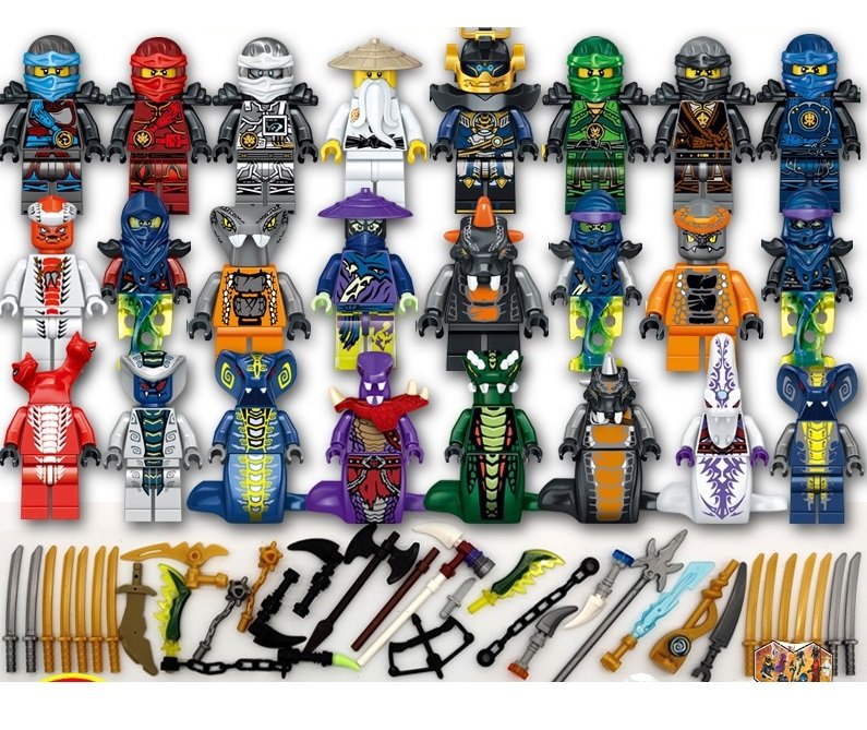 24pcs Ninjago Snake Pythor Master Wu Iloyd Cole Kai Zane Minifigures