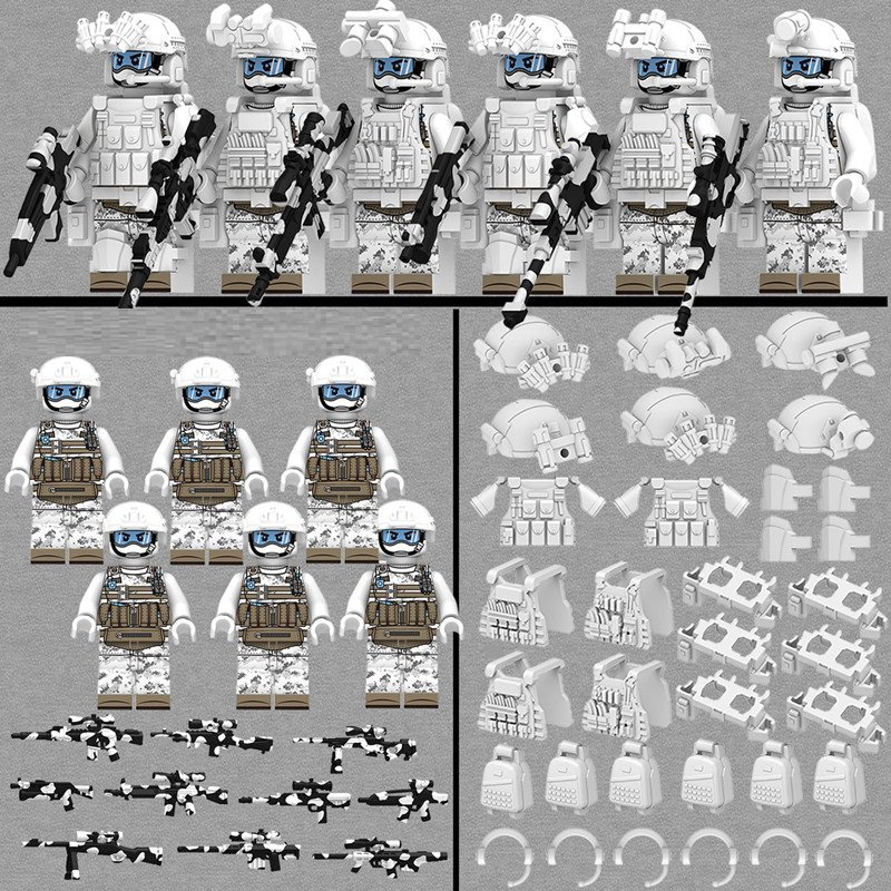 6pcs Arctic Snow Special Forces Soldiers Minifigures Weapons
