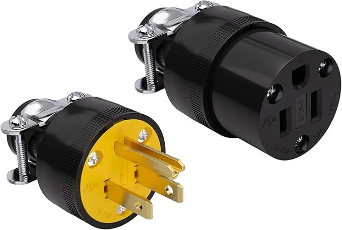 Electrical Replacement Plug & Connector Set Extension Cord  125V 15A 2Pole 3Wire