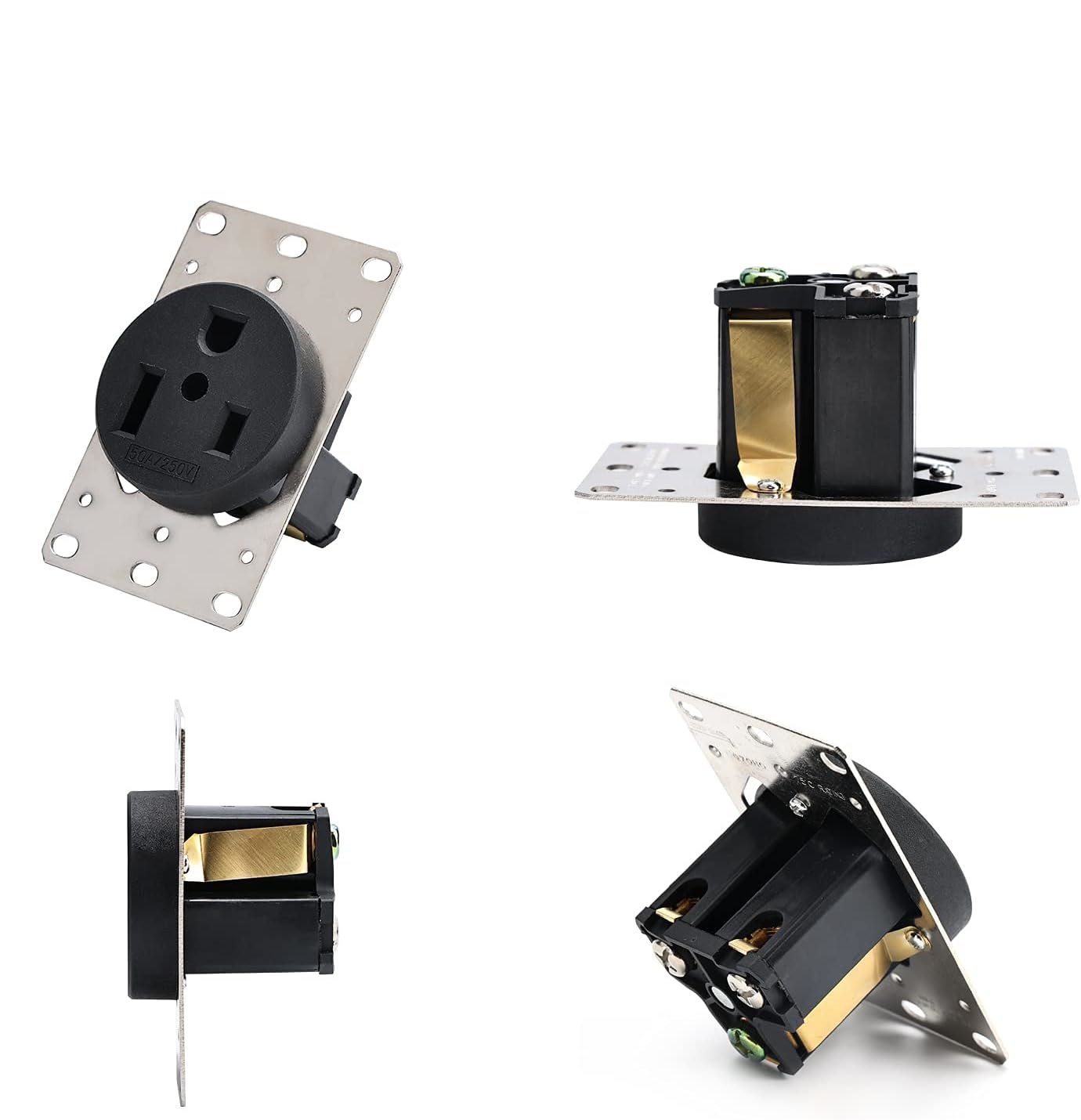 Flush Mount Receptacle Grounding Straight Blade, Heavy Duty Industrial Grade Power Receptacle