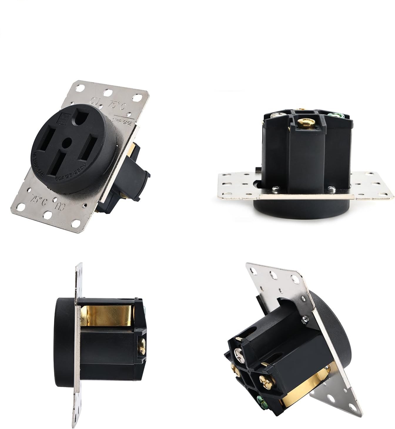 Flush Mounting Receptacle Grounding Straight Blade, Heavy Duty Industrial Grade Power