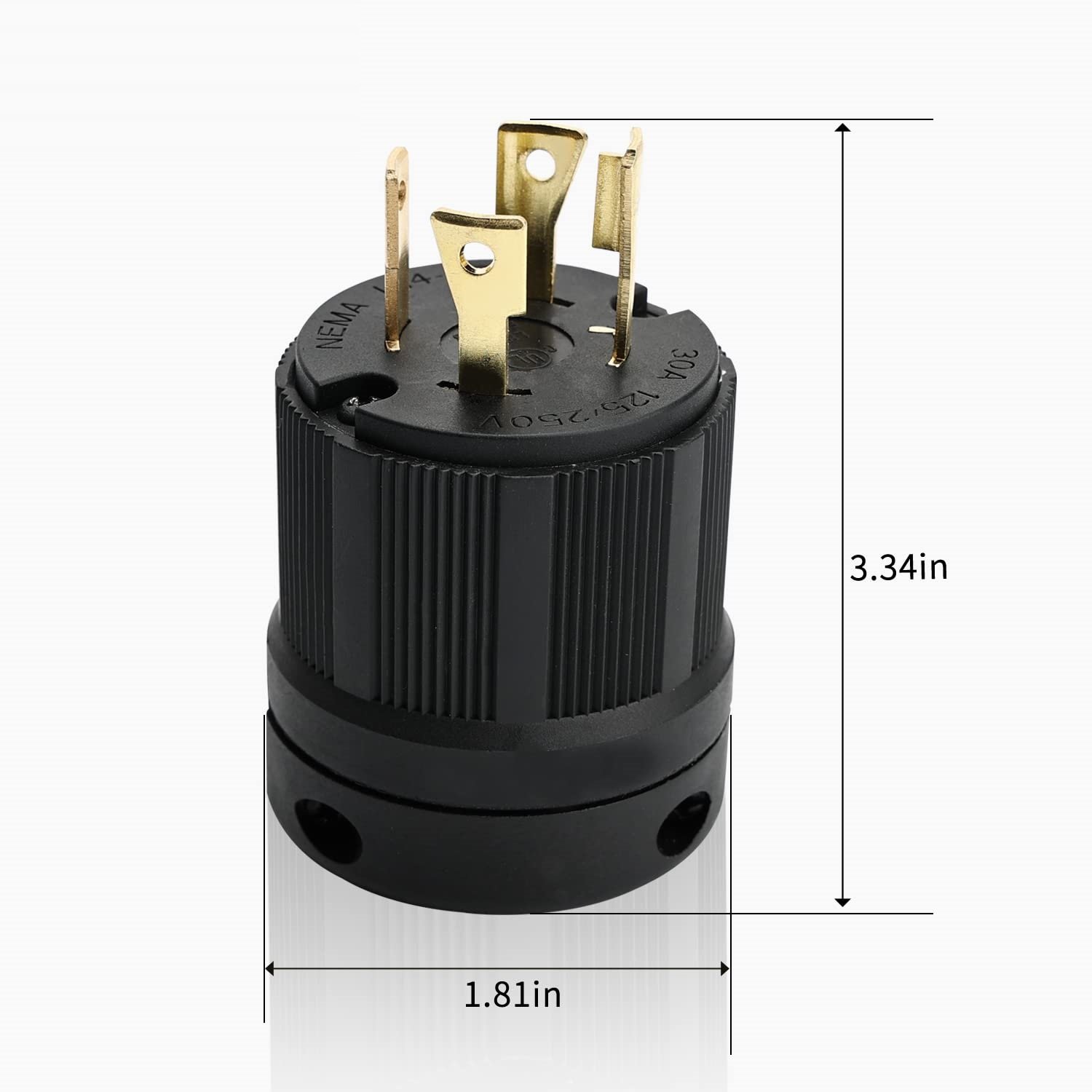 Locking NEMA L14-30P Generator Extension Cord End Male Plug