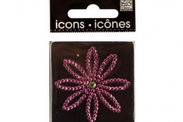 Bling Rhinestone Pink Flower Icon Sticker