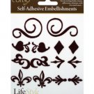 conso 14 pc brown self adhesive embellishments