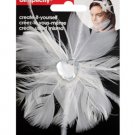 White Feather with Heart Jewel Headband Accent