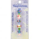 Round glass beads with rose design