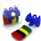 Hair accessory kit in plastic pouch, ties and claw