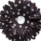 6 pack black fabric daisy w/white polka dots and jewel