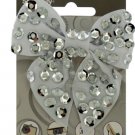 simplicity white bow w/silver sequins