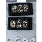 simplicity black ribbon with leopard print jewels accent