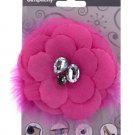 simplicity hot pink flower w/feathers/gems accent