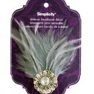 simplicity jewel/gray feather slide on headband accent