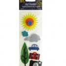 Travel Layered Felt Stickers with Button Accents