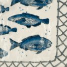 Blue Fish Print Cocktail Napkins