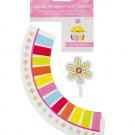 Flower Cheer Cupcake Wraps & Toppers Set