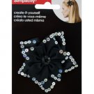 Black Satin Sequin Flower Headband Accent