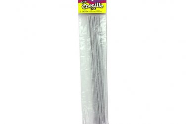 Thin chenille craft stems, white, pack of 25