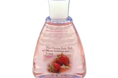 Travel size strawberry scented body wash