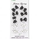 Bows and zipper pull fashion earrings, five pair