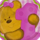 Girl's First Birthday Plates Set