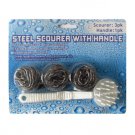 Steel wool scourers with handle