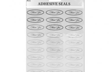 Silver thank you seals with clear adhesive back