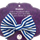 simplicity blue/white striped bow slide on headband accent