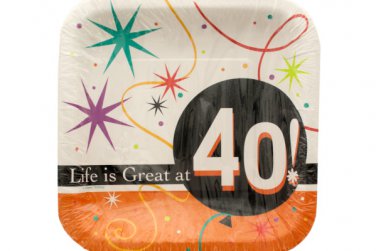 Life is Great at 40 Square Luncheon Plates Set