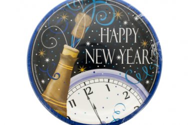 Happy New Year Champagne Swirl Dinner Plates Set