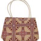 Mini Tapestry Purse with White Handles