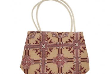 Mini Tapestry Purse with White Handles