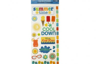 Summer Time Clear Stickers with Glitter Accents