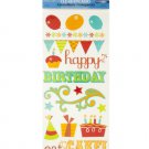 Birthday Clear Stickers with Glitter Accents