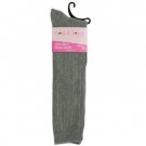 Girls' Grey Ribbed Cotton Blend Knee Socks