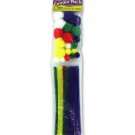 Primary colors chenille and pom pom combination pack