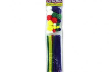 Primary colors chenille and pom pom combination pack