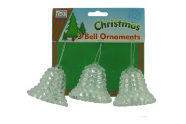 Plastic bell ornaments, pack of 3