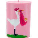 3.5 Inch x 2.5 Inch Pink Stork With Baby Candle