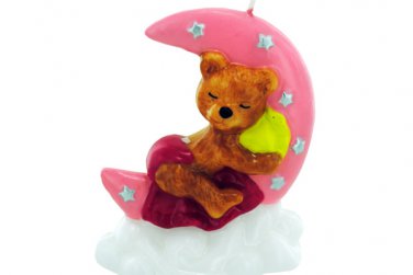 3.5 Inch x 4 Inch Pink Sleeping Bear Candle