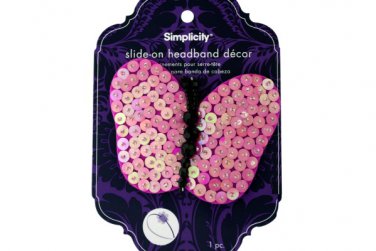 simplicity pink sequin butterfly slide on headband accent
