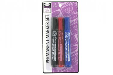 Permanent markers, pack of 3