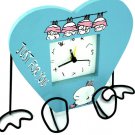 Wooden heart clock with stand