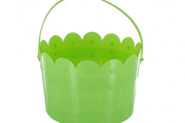 Green Scalloped Plastic Bucket with Handle