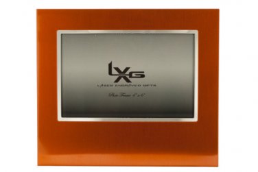 Orange Aluminum Photo Frame with Silver Inlay
